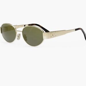 Celine Triomphe 54mm Oval Sunglasses in Shiny Endura Gold/Green